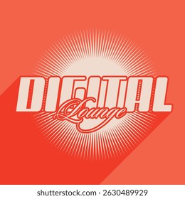 Estilo Y2K Digital Lounge Tipografia Arte Banner, Vermelho Colorido