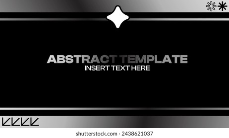 Y2K Style Flat Metal Gradient Horizontal Frame with Brutalism Shapes, Black Background, Monochrome
