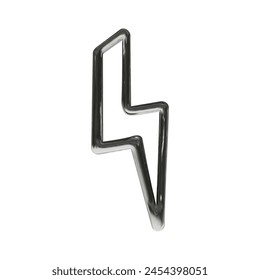 Relámpago estilo Y2k con efecto cromo aislado sobre fondo blanco. Ilustración vectorial para diseño futurista retro