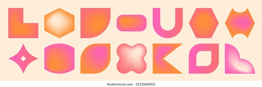 Y2k style modern gradient shapes collection. Trendy liquid color geometric art of 90 for contemporary posters design