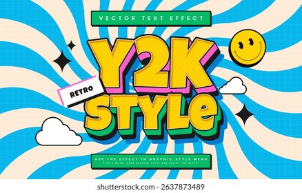 Y2k style retro, editable vector text effect. Suitable for old comic vintage theme.