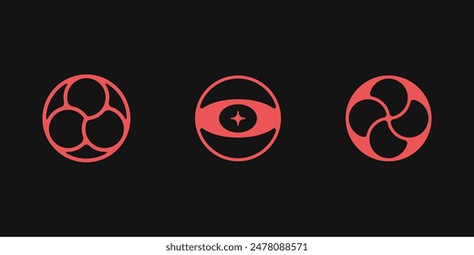 Y2K style set of circle shapes. Y2K retro futuristic ellipse elements for posters, flyers, banners, clothes, social media, graphic design. 2000s circle shapes. Y2K aesthetics. Vector.