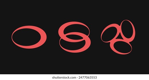 Y2K style set of ellipse shapes. Y2K retro futuristic elements for posters, flyers, banners, clothes, social media, graphic design. 2000s circle shapes. Y2K aesthetics. Vector.