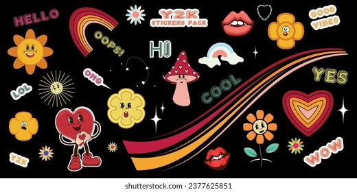  Y2K style sticker set groovy