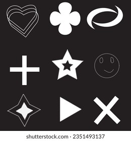 Y2k style symbols and design elements collection Vector ImageY2k Vector Art, Icons, and Graphics Y2K Shapes and Vectors PackSet Y2K stars and retro futuristic graphic elements . Vector illustration. i