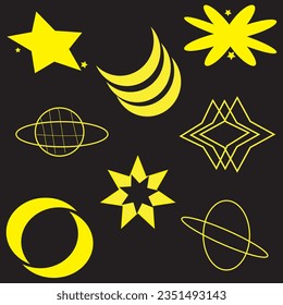 Y2k style symbols and design elements collection Vector ImageY2k Vector Art, Icons, and Graphics Y2K Shapes and Vectors PackSet Y2K stars and retro futuristic graphic elements . Vector illustration. i