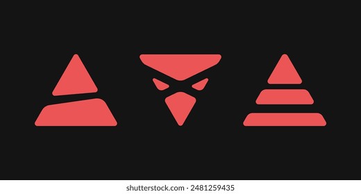 Y2K style triangle elements. Y2K retro futuristic ellipse elements for posters, flyers, banners, clothes, social media, graphic design. 2000s triangle elements. Y2K aesthetics. Vector.