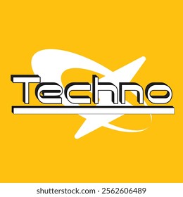 Y2K Styled Futuristic Techno Header Template on Yellow backdrop