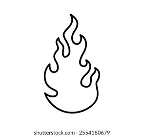 Y2k tattoo of fire flame. Isolated vector black and white outline fire icon representing energy, passion, warmth. Monochrome blaze symbol of infernal gothic aesthetics, hell, light or rebellion spirit