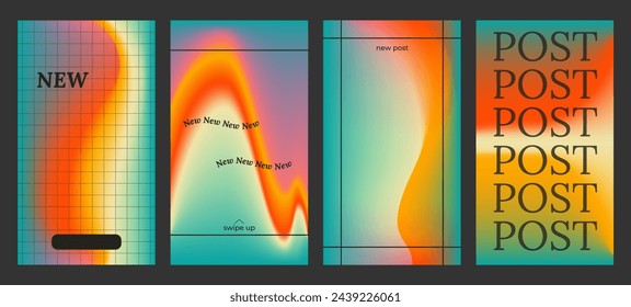 Y2k Trendy Aesthetic abstract gradient blue yellow color background with translucent blurred pattern. Modern poster for social media stories, album covers, banners, templates for digital marketing.