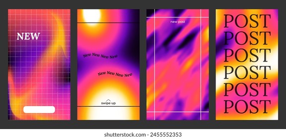 Y2k Trendy Aesthetic abstract gradient blue yellow color background with translucent blurred pattern. Modern poster for social media stories, album covers, banners, templates for digital marketing.