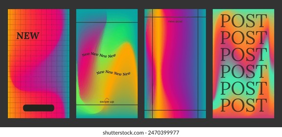 Y2k Trendy Aesthetic abstract gradient blue yellow color background with translucent blurred pattern. Modern poster for social media stories, album covers, banners, templates for digital marketing.