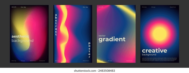 Y2k Trendy Aesthetic abstract gradient pink violet poster with translucent blurred pattern. Modern gentle social media poster, stories highlight templates for digital marketing for stories.