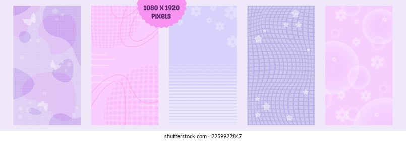 Y2K trendy background templates. Social media background designs. Ombre wallpaper. Vector art