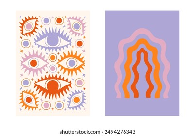 Y2K Trendy Modern Pastel Background Design Set Discover aesthetic shapes abstract illustrations vintage vector art groovy portraits artistic elements and more in this unique collection