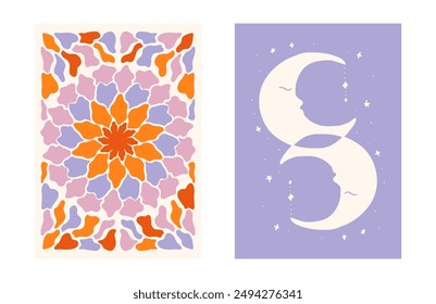Y2K Trendy Pastel Background Design Set Featuring abstract shapes groovy vector art vintage illustrations modern portraits and more in a captivating aesthetic collection