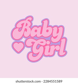 y2k trendy poster, nostalgia for 2000s 1990s, pink color, baby girl, heart, vector illustration