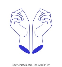 Y2k two elegant female closed fingers and palm hands contemporary pop art line icon vector illustration. Comic romantic beautiful woman arms gentle feminine limbs psychedelic funky t shirt print