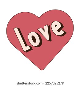 y2k. Valentines Day. Retro style Valentine's day. Groovy retro heart. Valentines day greeting card.Hippie happy heart in retro cartoon style.
