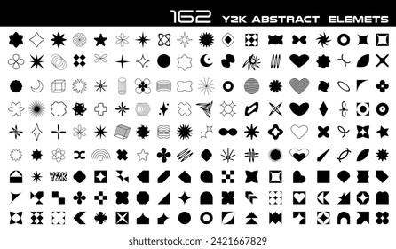 Y2K Vektor abstrakt formt brutalistische Ikone. Schweizer geometrische Gestaltung ästhetisch. Sammlung verschiedener grafischer Elemente. EPS10