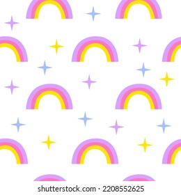 Y2k vibe seamless pattern. Rainbows 2000 vibe pattern. Retro 00's concept wallpaper