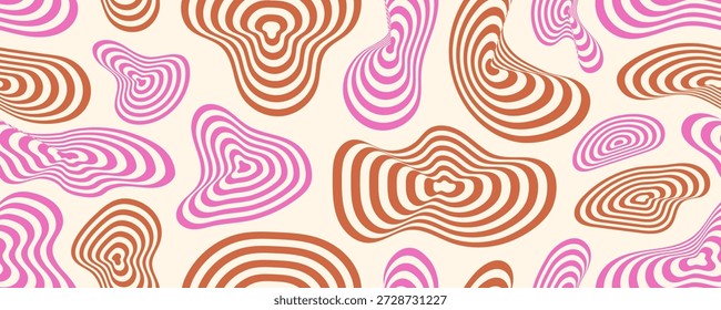 Padrão sem emenda da onda Y2K. Linha Psychedelic Ondulado sem emenda padrão. Fundo de mármore de redemoinho vetorial