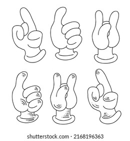 Y2k_hands set. Doodle lineart vector illustration.