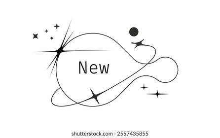   Y2K-inspired sticker, bubble, chat message, label, Korean-style logo, tag, figure, and elegant coupon. Sale label and premium tag.	