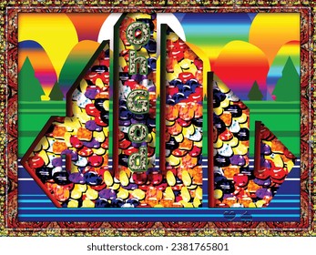 Ya Allah ,oh God is a wonderful 3d Arabic calligraphy multicolor boat in water painting ,great for home and office decoration and blessing .This inventive artwork is excellent for website and print 