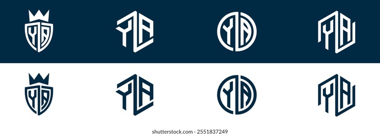 Diseño de conjunto de logotipo de letra YA AY