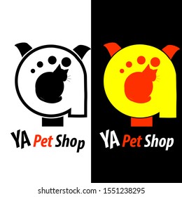 The Y-A or A-Y logo with the sileut cat symbol and 4 dots for your pet shop name