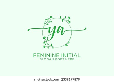 YA beauty monogram and elegant logo design handwriting logo of initial signature, wedding, fashion, floral and botanical with creative template.