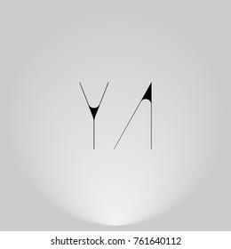 YA Black thin minimalist LOGO Design with Highlight on Gray background.