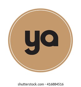 ya brown letters ,abstract background logo, design identity in circle, alphabet letter
