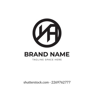 YA Circle Logo Creative Modern Minimal Alphabet. Abstract YA circle logo design vector. Letter YA symbol lettermark logo YA circle logo