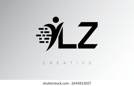 YA Creative Digital Monogram Logo – Futuristic Letter mark Design Featuring Human Shape, Pixel Motion and Minimal Tech Style for Innovative Branding Identity