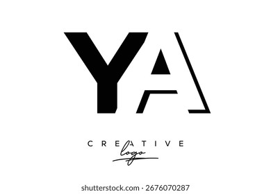 YA Creative Minimalist Negative Space Latter Logo with Modern Monogram for Branding and Business Lettermark Logo with Initial Letters Logo Design for Branding.