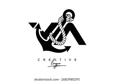 YA Creative Monogram Latter Logo with Anchor and Rope Design