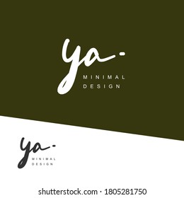 YA Escritura manuscrita inicial o logotipo manuscrito para la identidad. Logo con firma y estilo dibujado a mano.