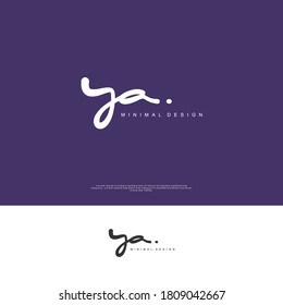 YA Initial handwriting or handwritten logo for identity. Logo with signature and hand drawn style.