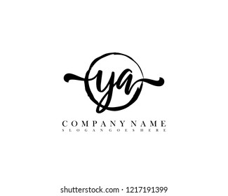 YA initial handwriting logo circle template vector