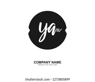YA Initial Handwriting Logo Template Vector