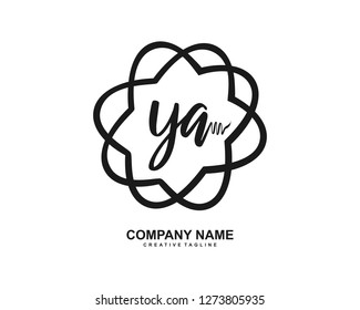 YA Initial Handwriting Logo Template Vector