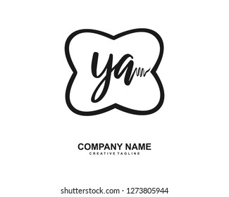 YA Initial Handwriting Logo Template Vector