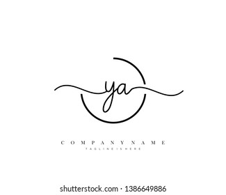 YA initial handwriting logo template vector