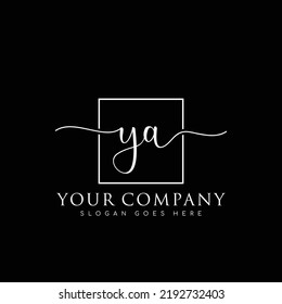 YA Escritura manual inicial vector de logotipo minimalista