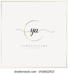 YA Initial Letter handwriting logo hand drawn template vector, logo for beauty, cosmetics, wedding, fashion and business