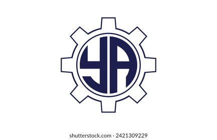 YA initial letter mechanical circle logo design vector template. industrial, engineering, servicing, word mark, letter mark, monogram, construction, business, company, corporate, commercial, geometric