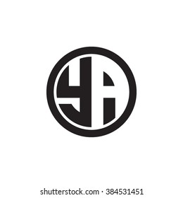 YA initial letters circle monogram logo