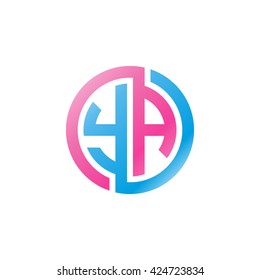 YA initial letters looping linked circle logo pink blue